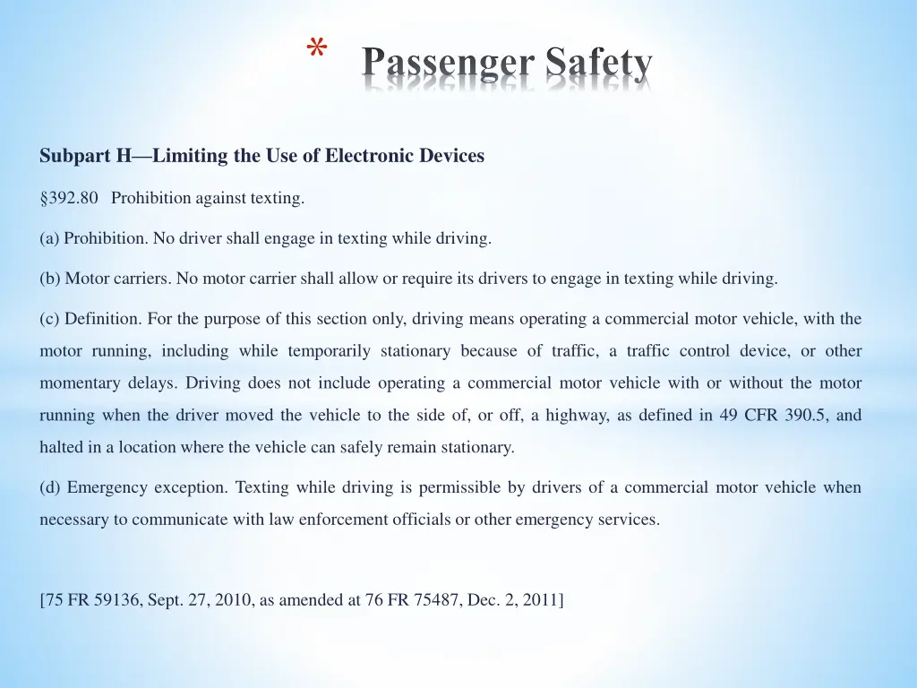 passenger safety 10