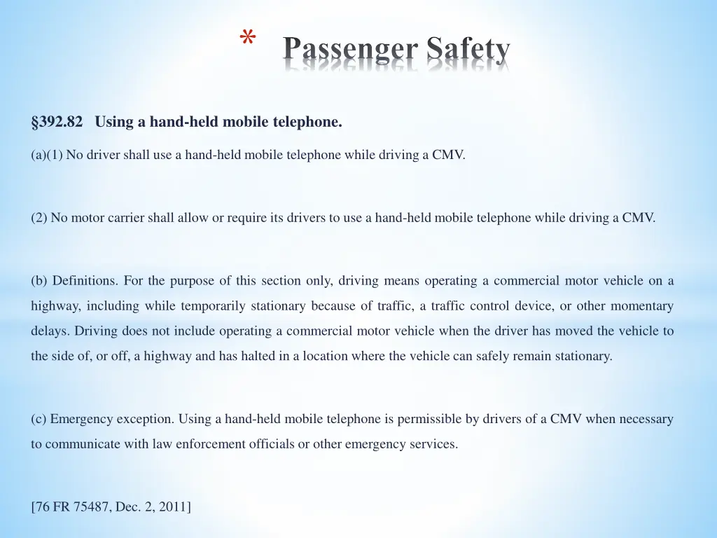 passenger safety 11