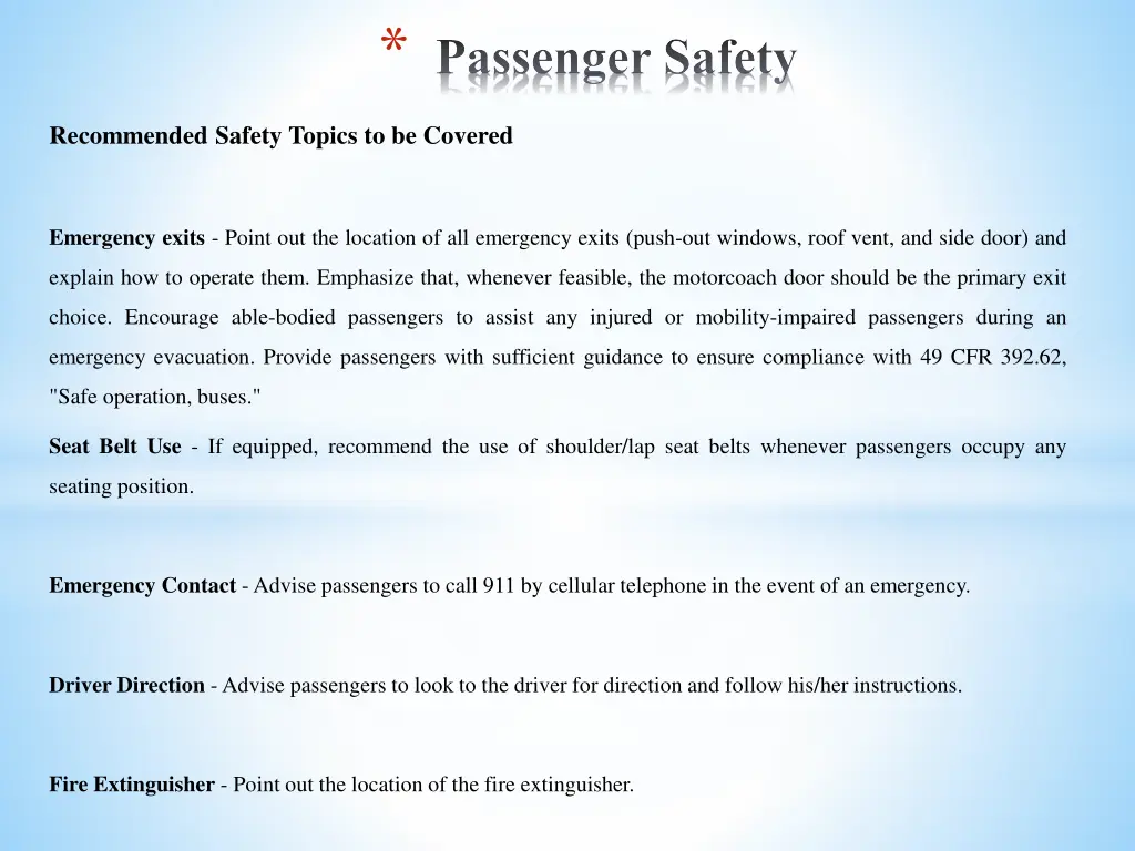 passenger safety