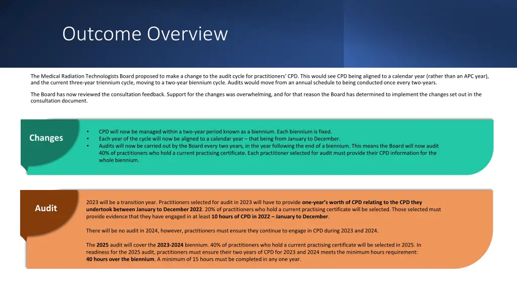 outcome overview