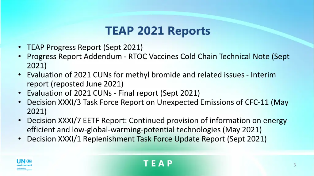 teap 2021 reports