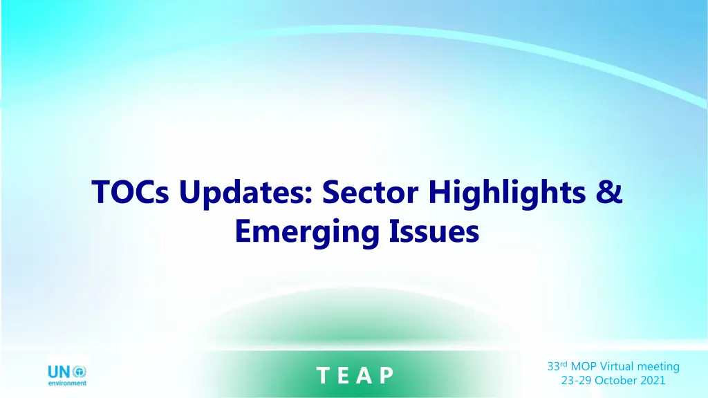 tocs updates sector highlights emerging issues