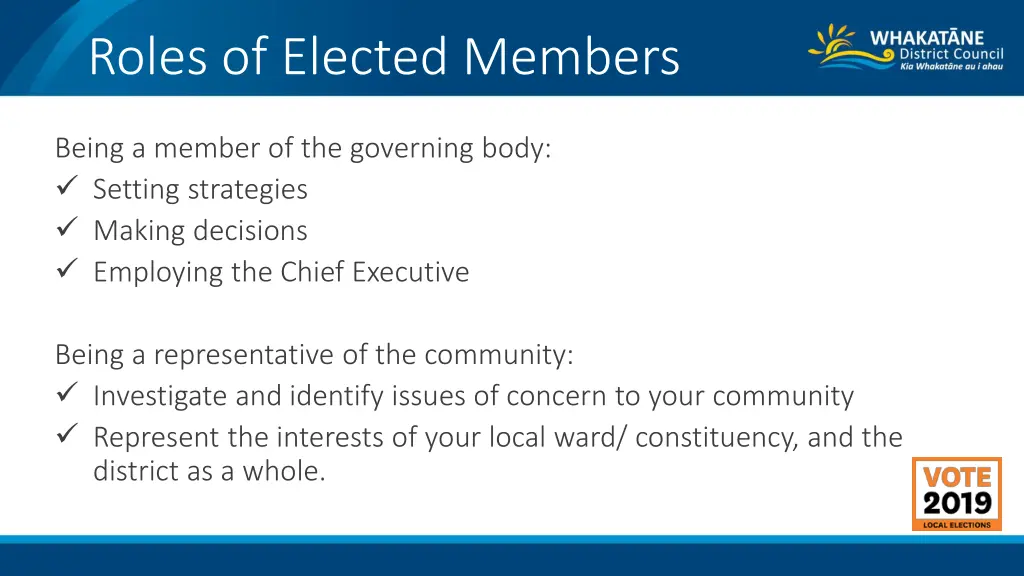 roles of elected members