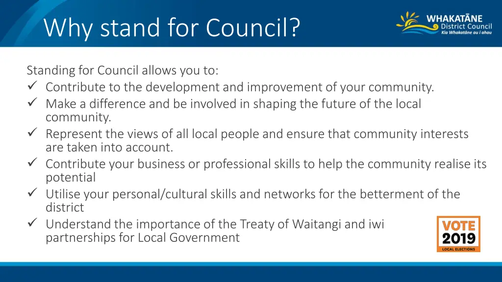 why stand for council