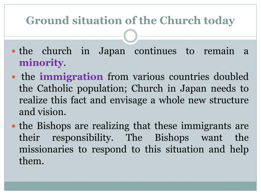 ground situation of the church today