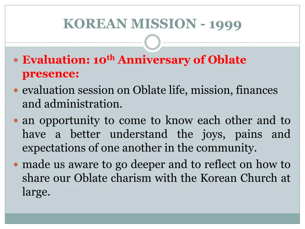 korean mission 1999