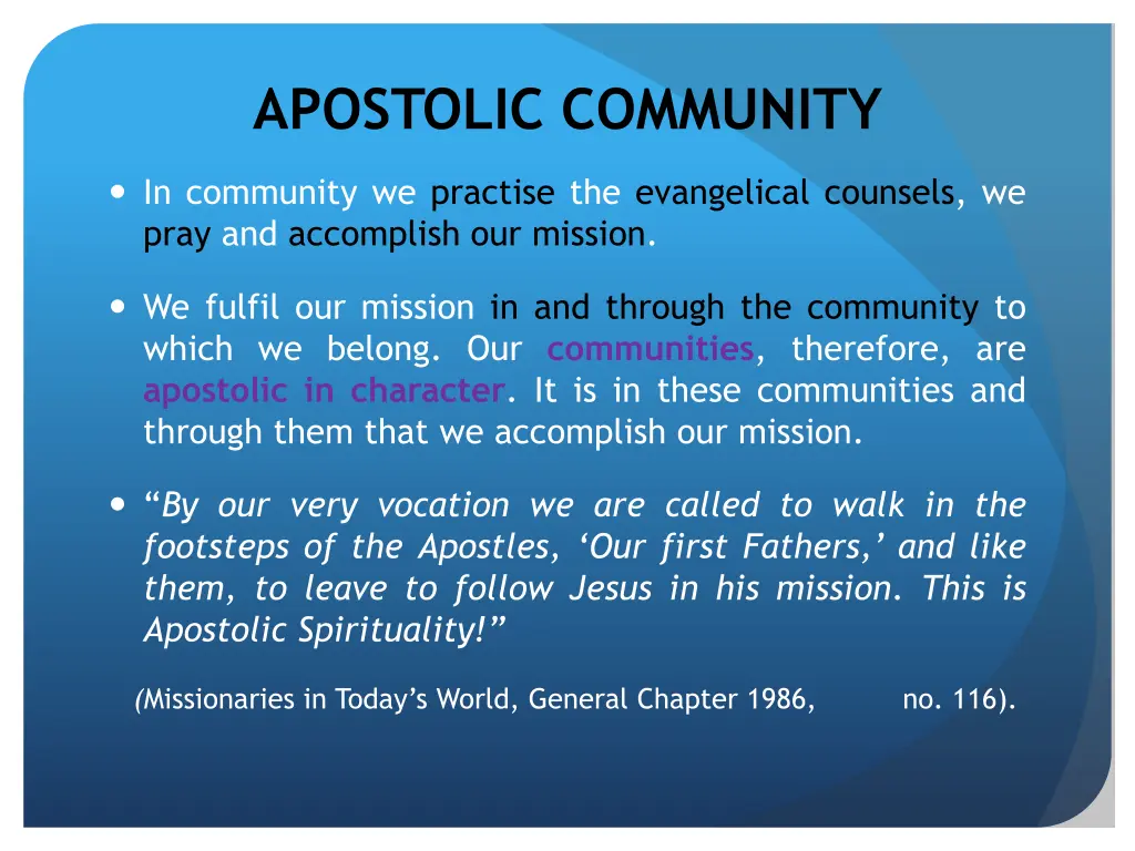 apostolic community 1