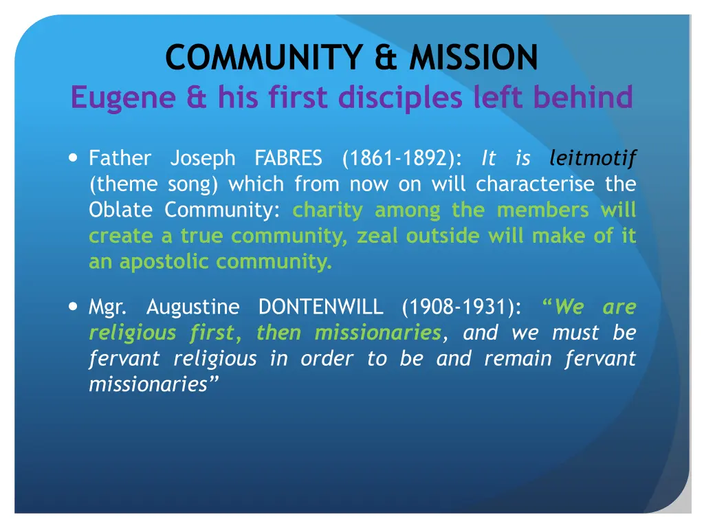 community mission eugene his first disciples left