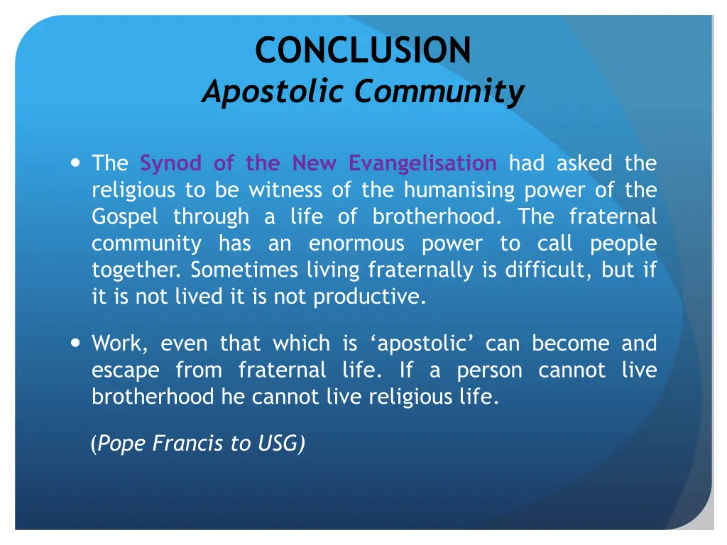 conclusion apostolic community 1