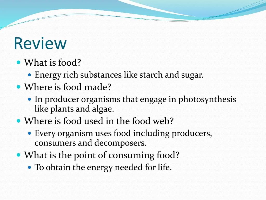 review what is food energy rich substances like