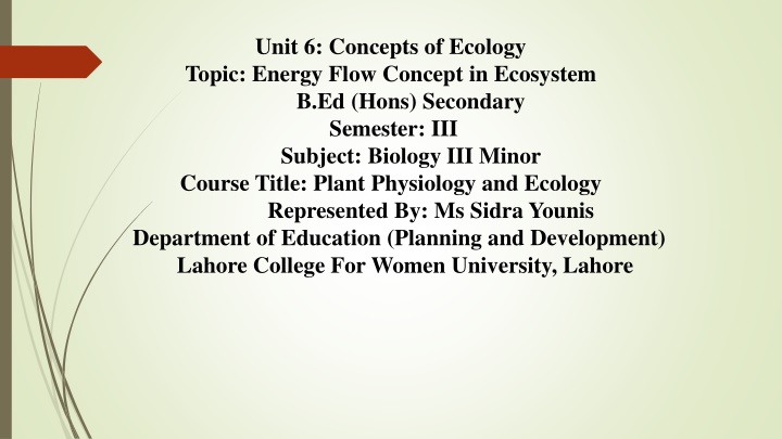 unit 6 concepts of ecology topic energy flow