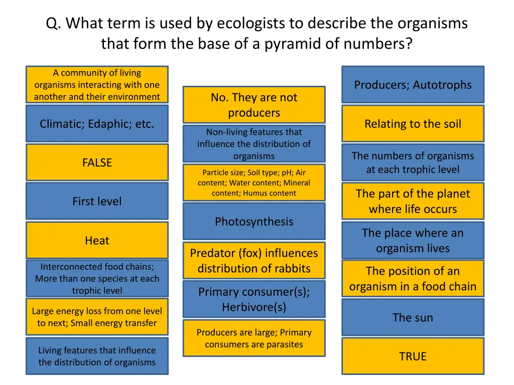 q what term is used by ecologists to describe