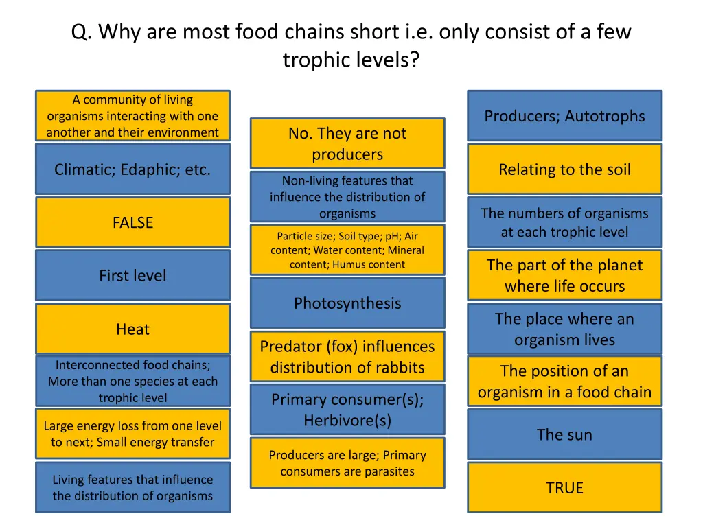 q why are most food chains short i e only consist