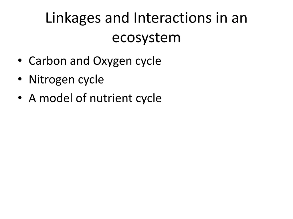 linkages and interactions in an ecosystem