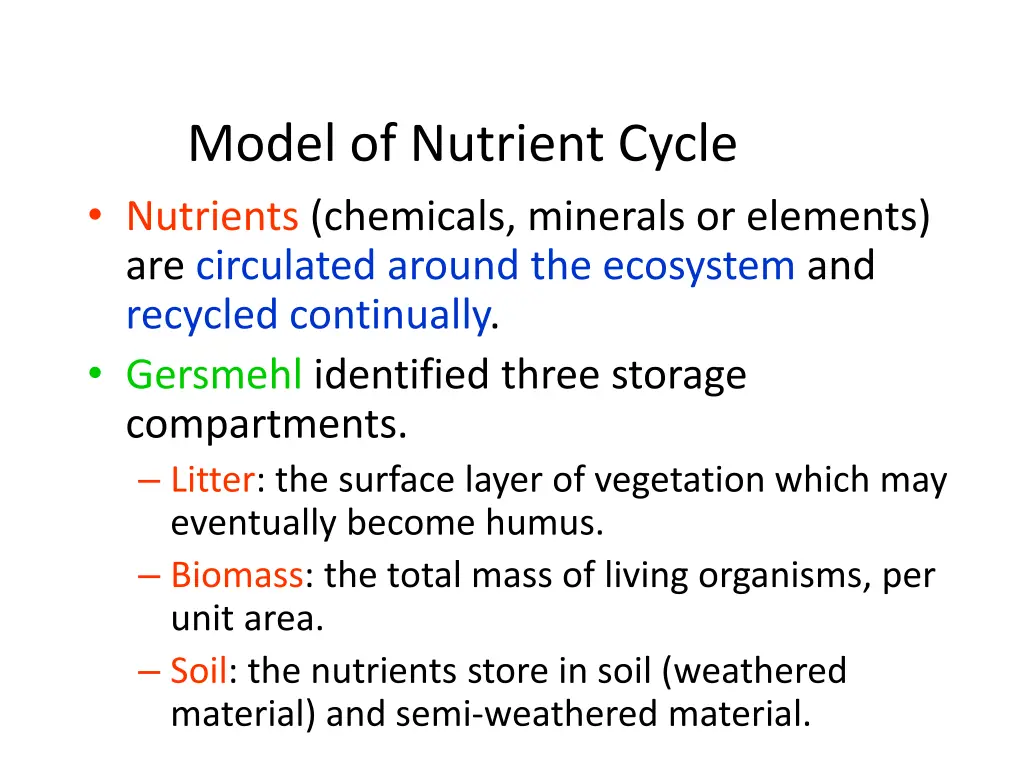 model of nutrient cycle nutrients chemicals