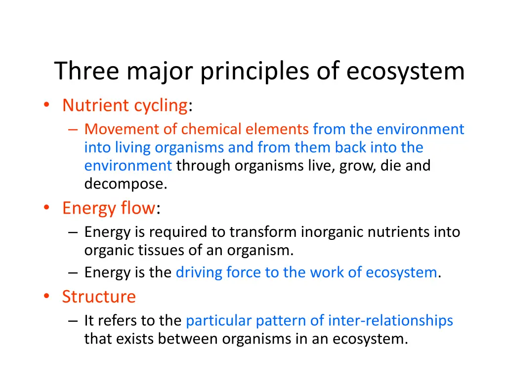 three major principles of ecosystem nutrient