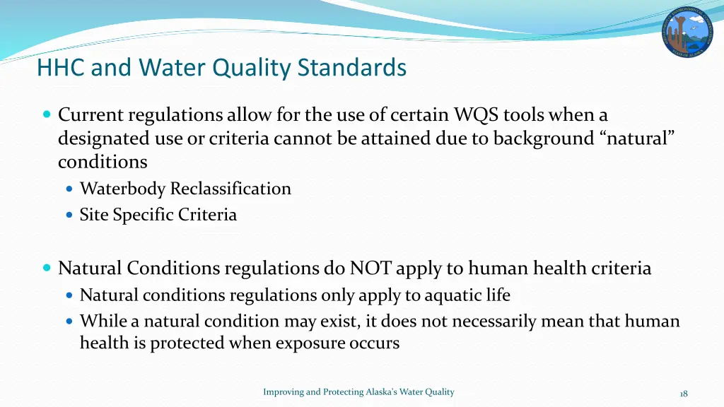 hhc and water quality standards