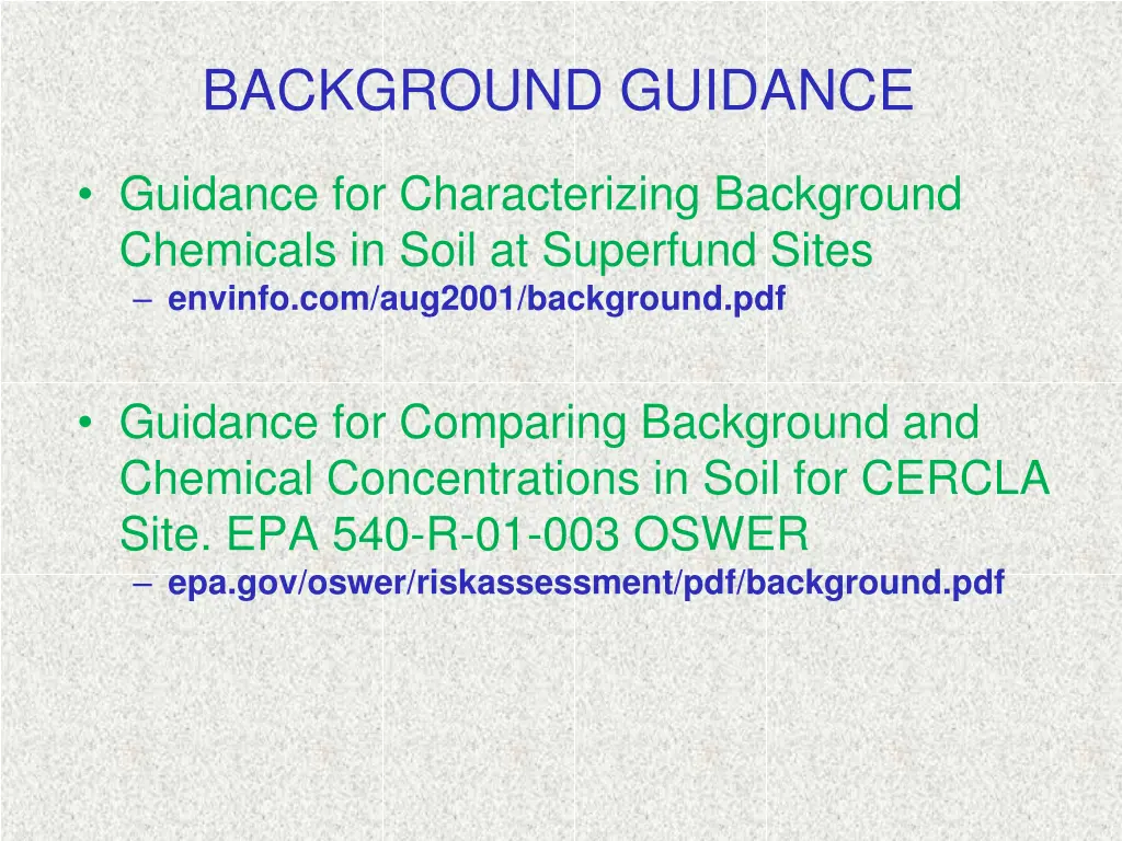 background guidance