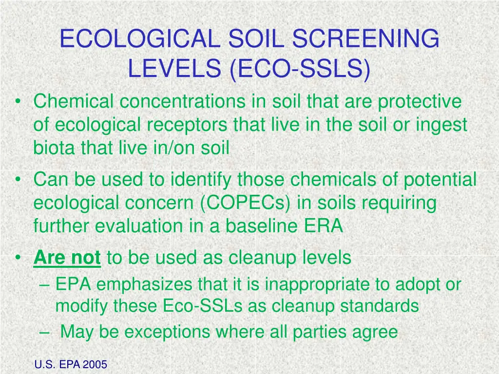 ecological soil screening levels eco ssls