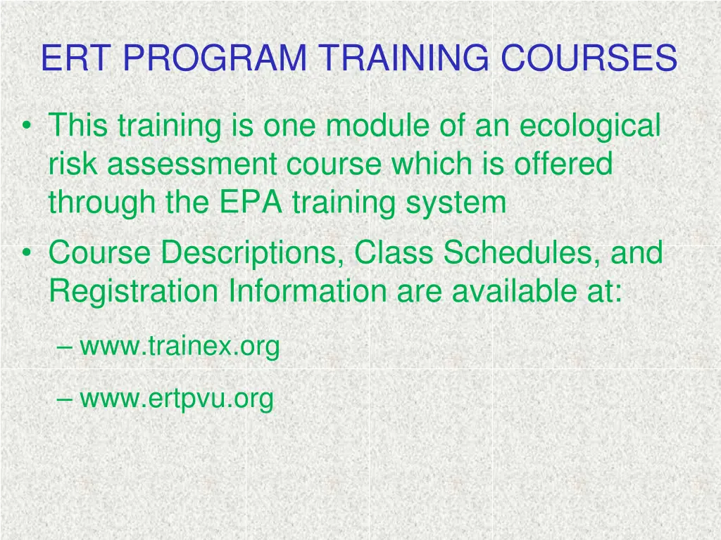 ert program training courses