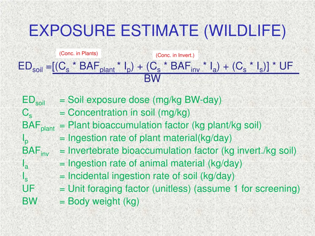 exposure estimate wildlife