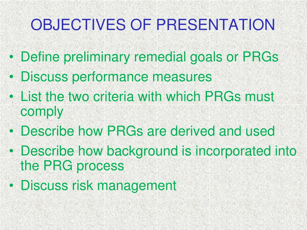 objectives of presentation