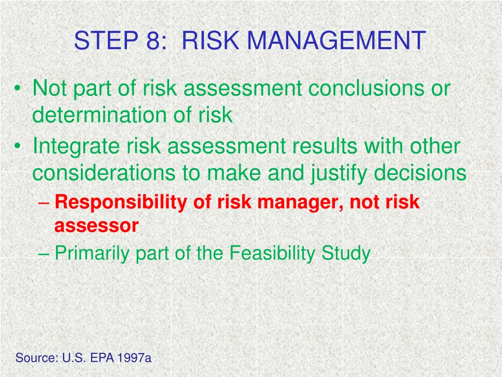 step 8 risk management