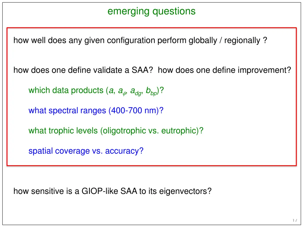 emerging questions