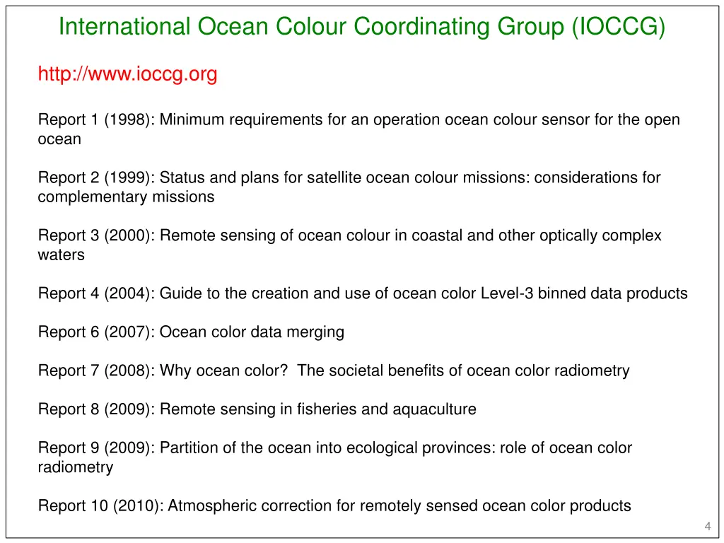 international ocean colour coordinating group