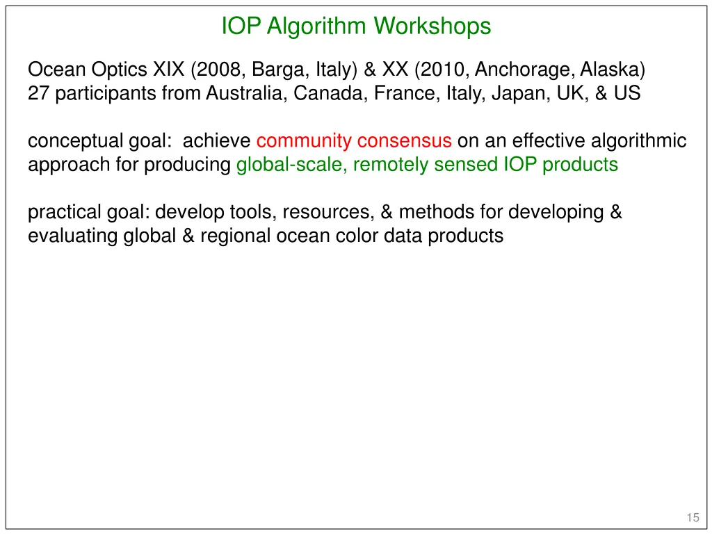 iop algorithm workshops