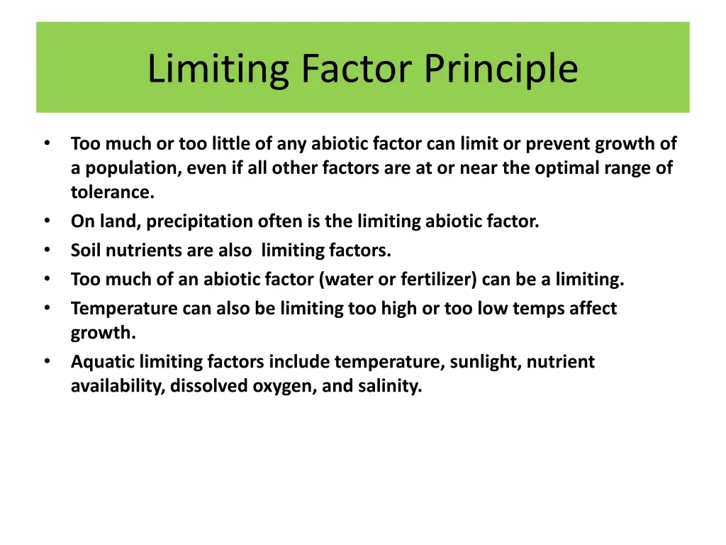 limiting factor principle