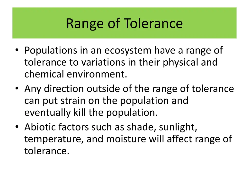 range of tolerance