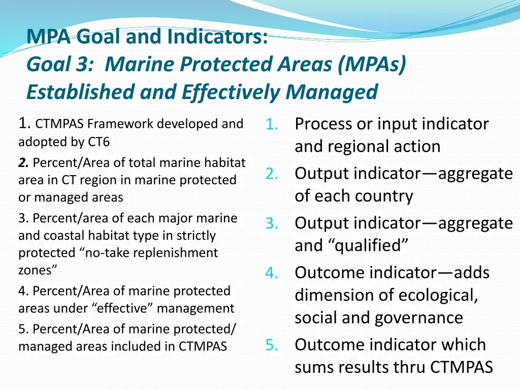 mpa goal and indicators goal 3 marine protected