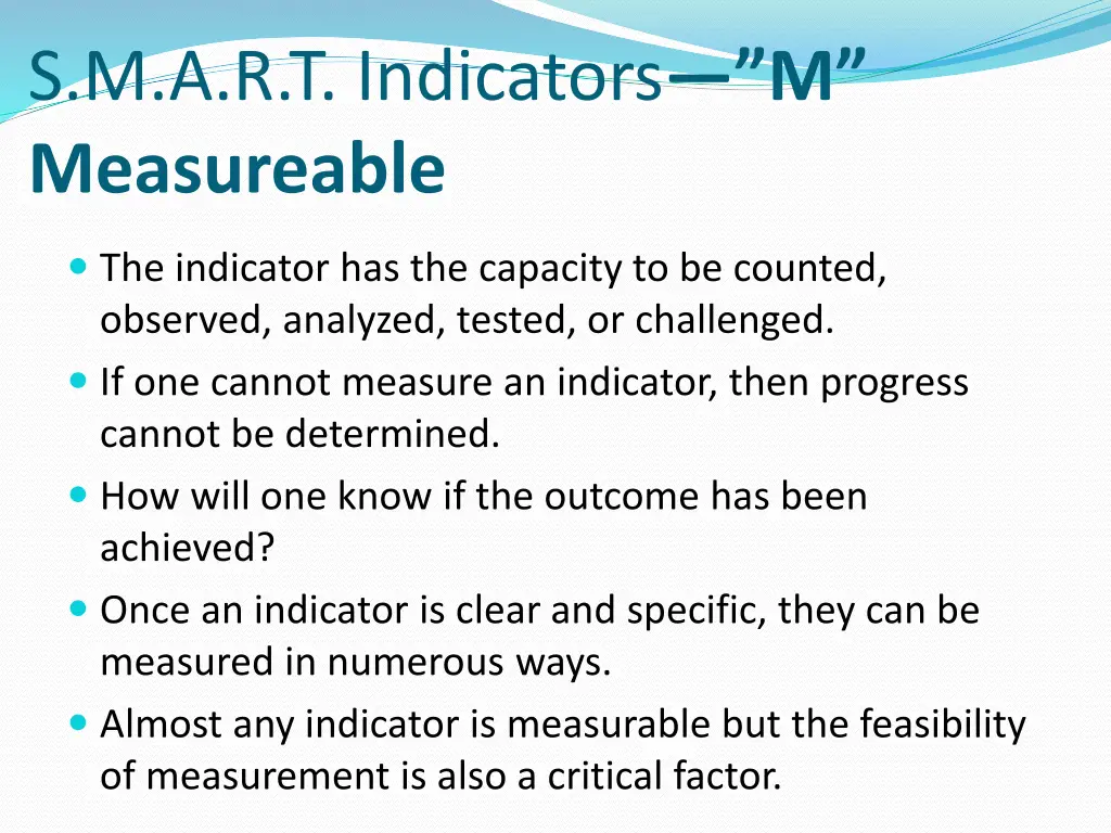 s m a r t indicators m measureable