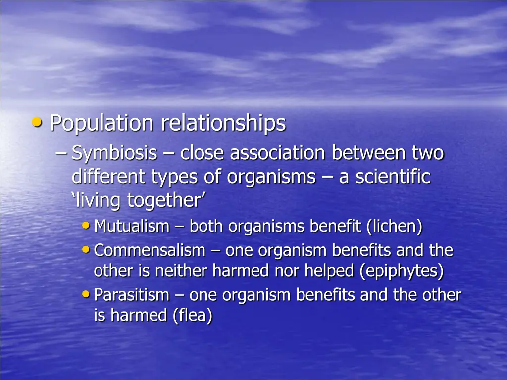 population relationships symbiosis close