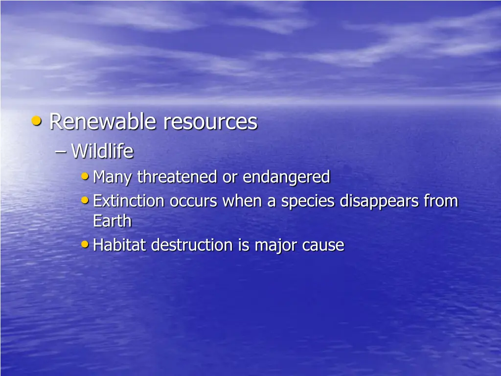 renewable resources wildlife many threatened