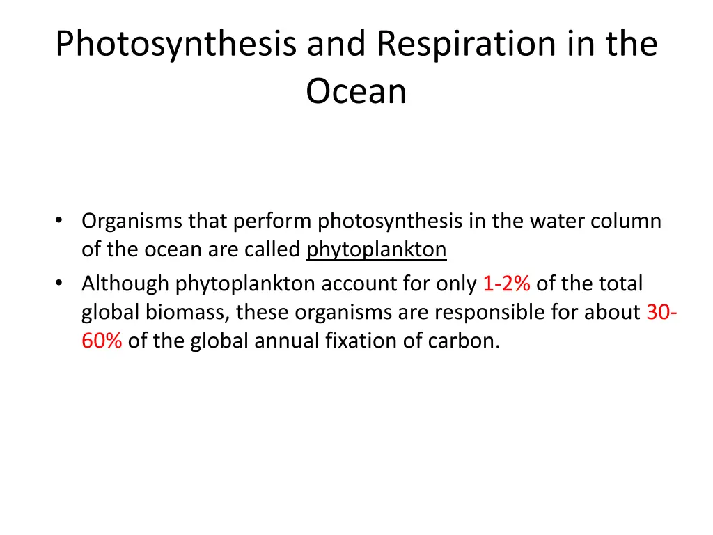 photosynthesis and respiration in the ocean