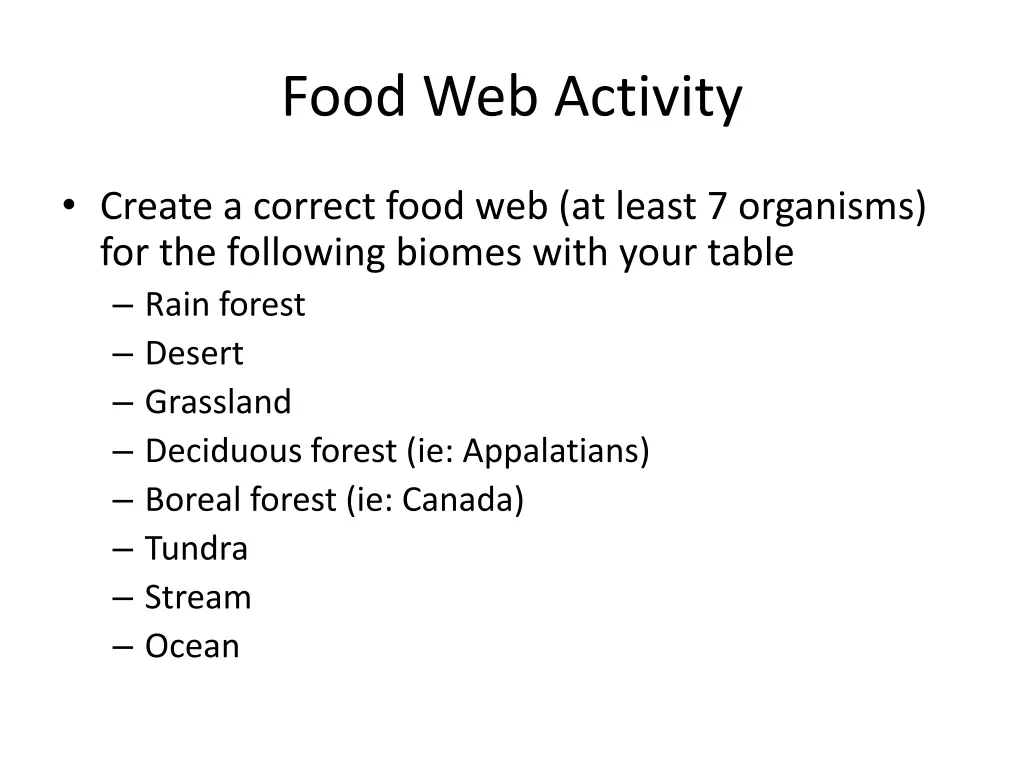 food web activity