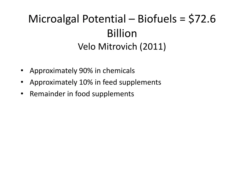 microalgal potential biofuels 72 6 billion velo