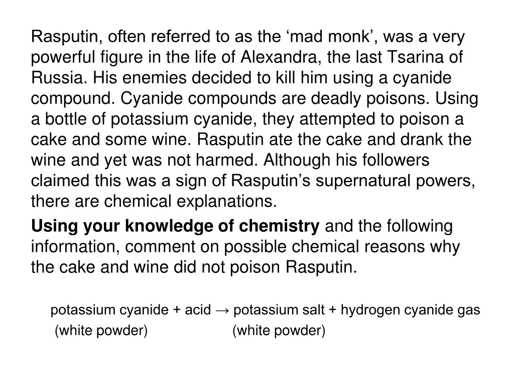 rasputin often referred to as the mad monk