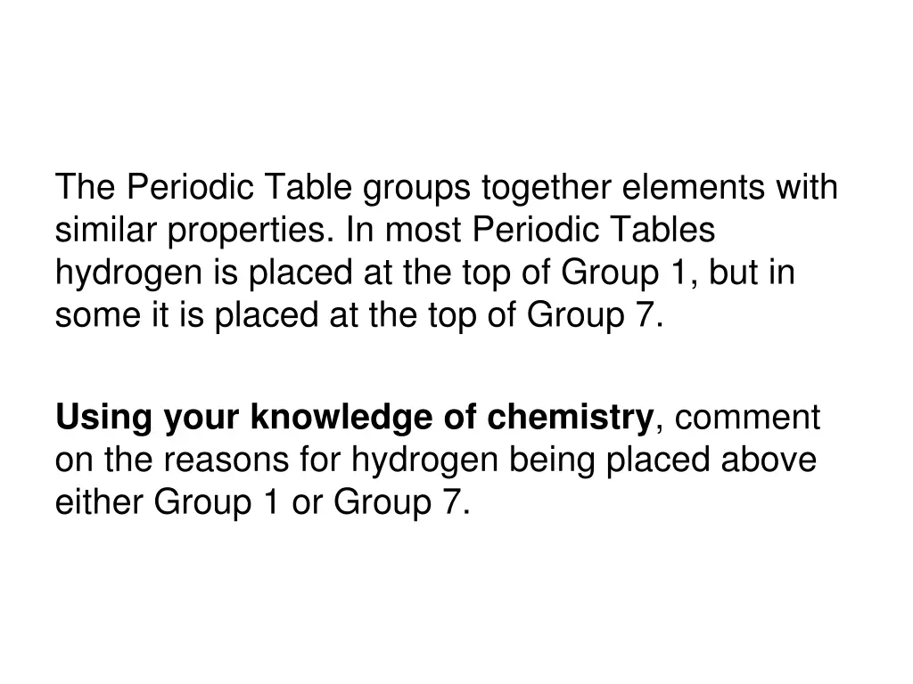 the periodic table groups together elements with