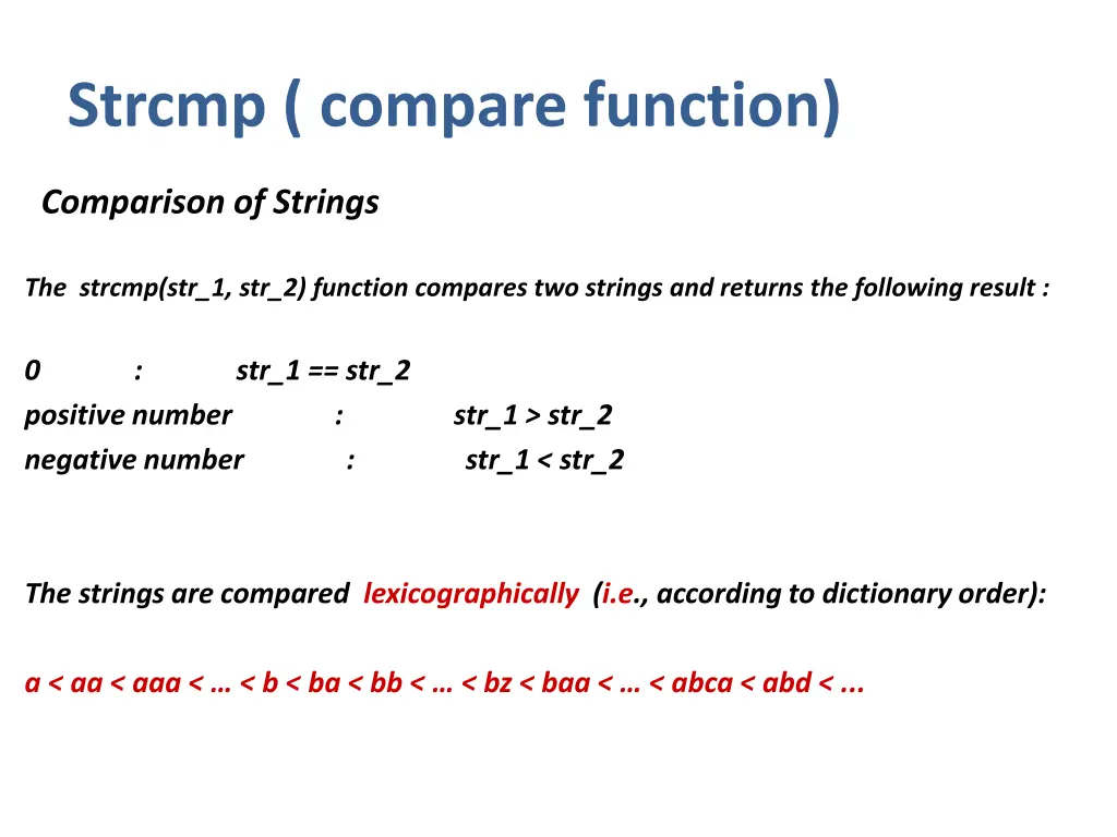 strcmp compare function