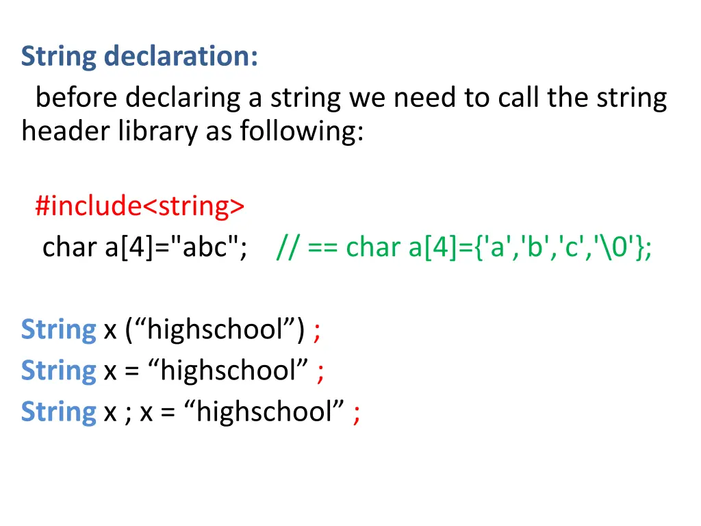 string declaration before declaring a string