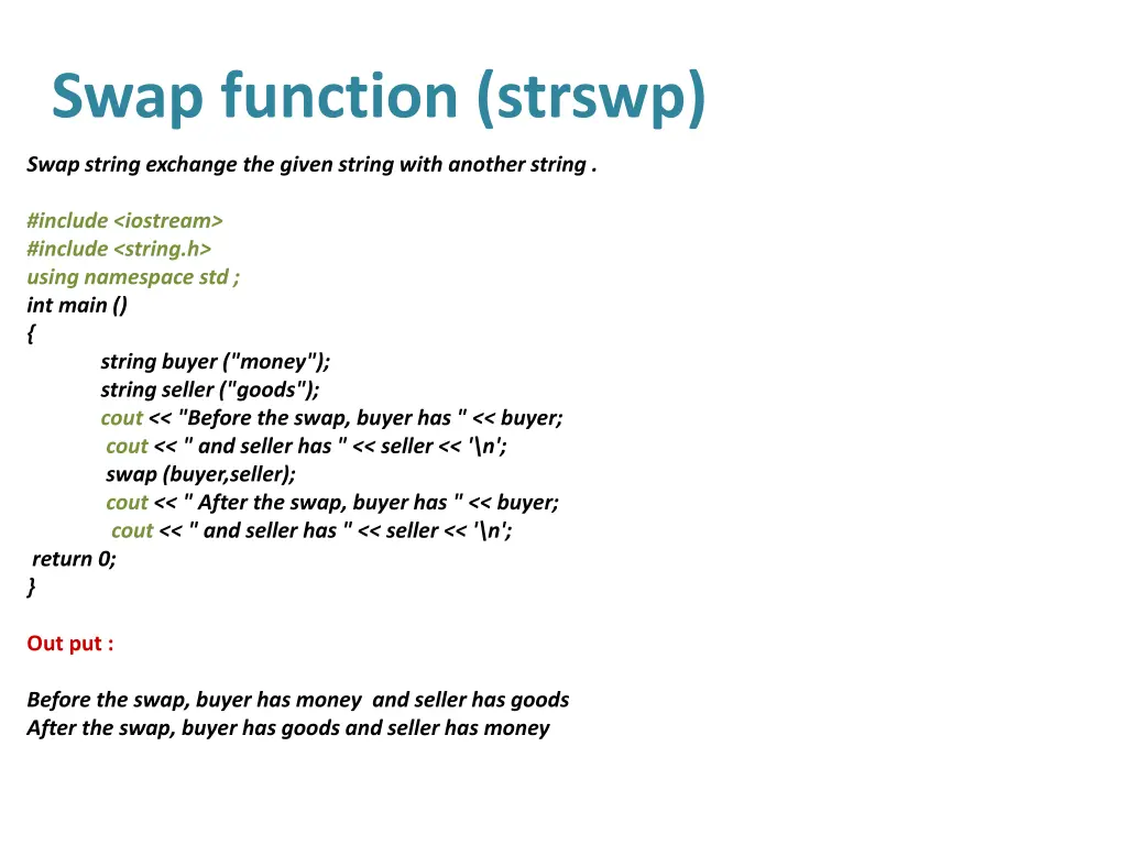 swap function strswp