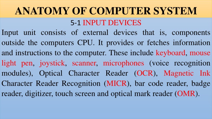 anatomy of computer system 5 1 input devices