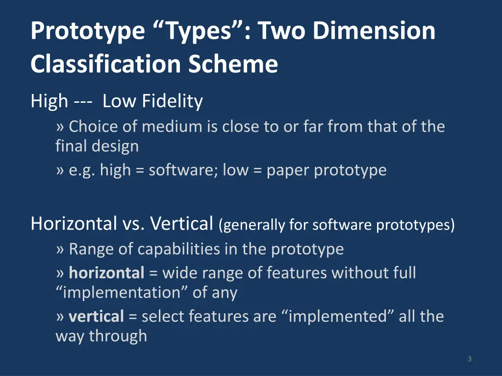 prototype types two dimension classification