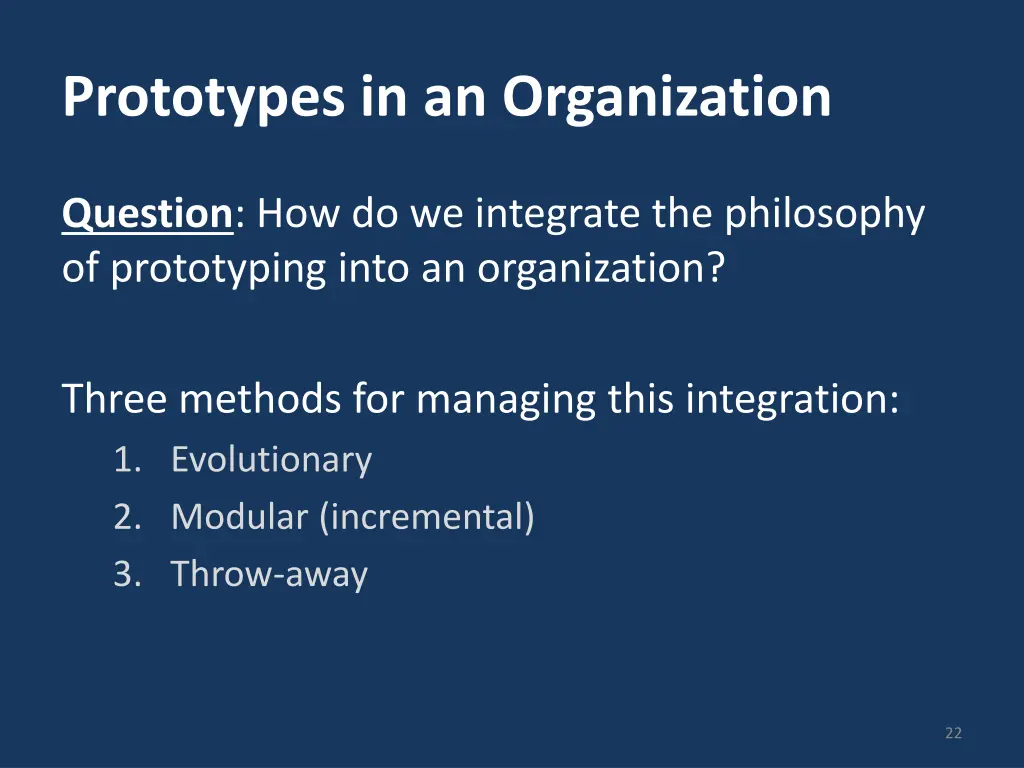 prototypes in an organization