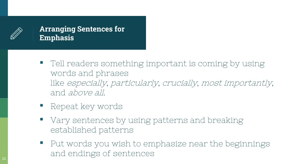 arranging sentences for emphasis