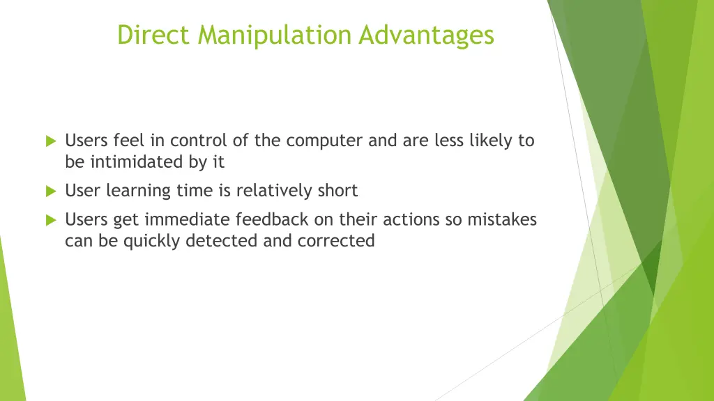 direct manipulation advantages