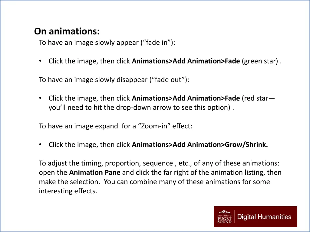 on animations